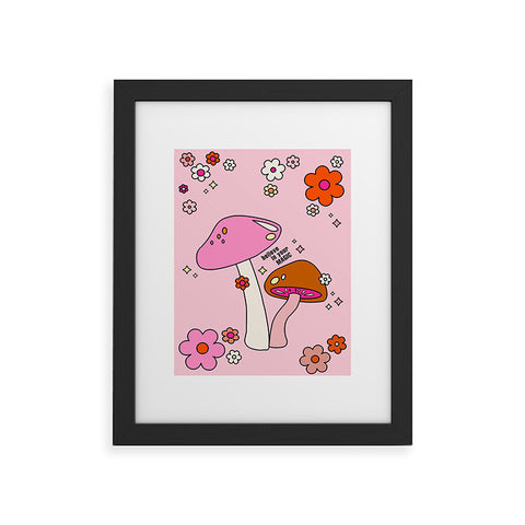 Daily Regina Designs Colorful Mushrooms And Flowers Framed Art Print