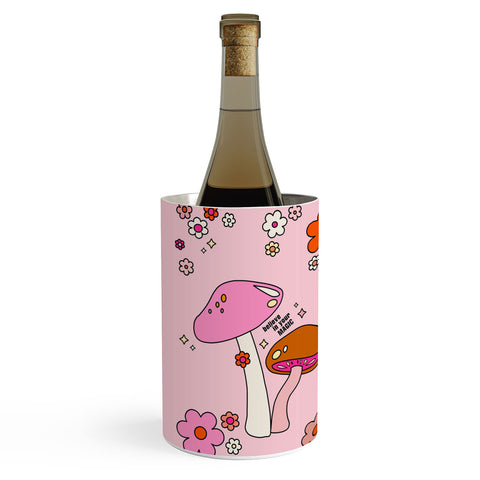Daily Regina Designs Colorful Mushrooms And Flowers Wine Chiller