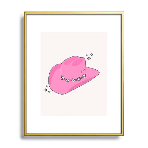 Daily Regina Designs Cowboy Hat Print Pink Metal Framed Art Print