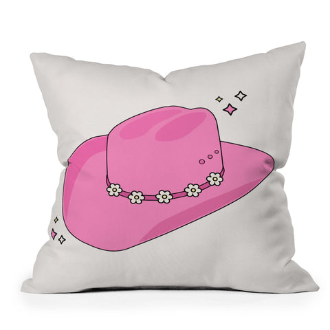 Daily Regina Designs Cowboy Hat Print Pink Outdoor Throw Pillow