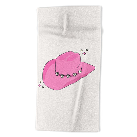 Daily Regina Designs Cowboy Hat Print Pink Beach Towel