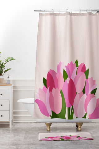 Daily Regina Designs Fresh Tulips Abstract Floral Shower Curtain And Mat
