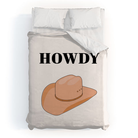 Daily Regina Designs Howdy Cowboy Hat Neutral Beige Duvet Cover