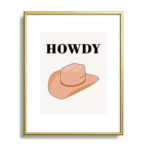 Daily Regina Designs Howdy Cowboy Hat Neutral Beige Metal Framed Art Print