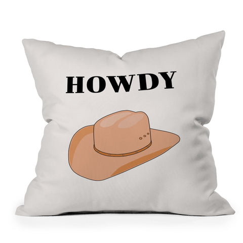 Daily Regina Designs Howdy Cowboy Hat Neutral Beige Outdoor Throw Pillow
