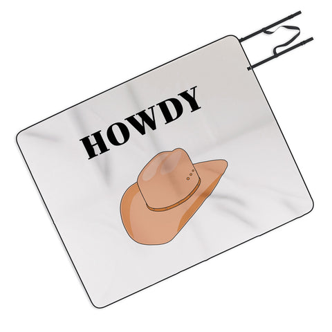 Daily Regina Designs Howdy Cowboy Hat Neutral Beige Picnic Blanket