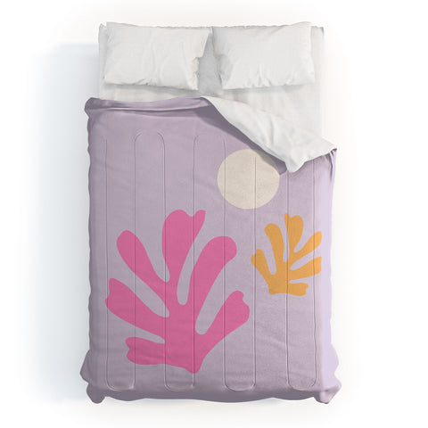 Daily Regina Designs Lavender Abstract Leaves Modern Comforter
