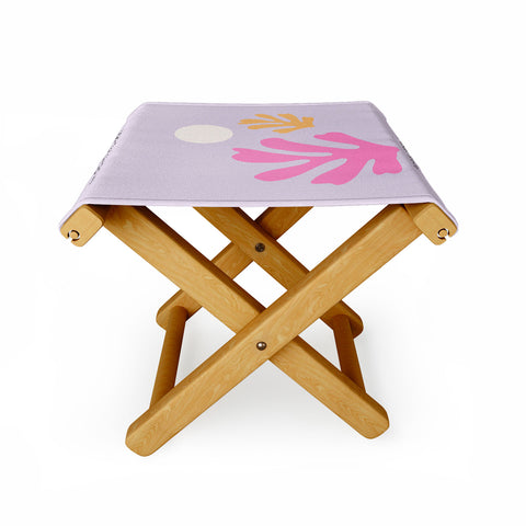 Daily Regina Designs Lavender Abstract Leaves Modern Folding Stool