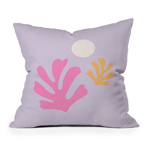 Daily Regina Designs Lavender Abstract Leaves Modern Outdoor Throw Pillow