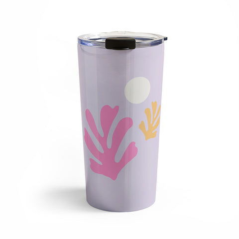 Daily Regina Designs Lavender Abstract Leaves Modern Travel Mug