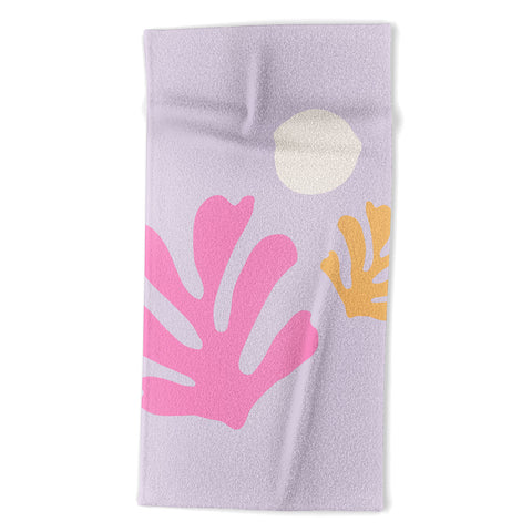 Daily Regina Designs Lavender Abstract Leaves Modern Beach Towel