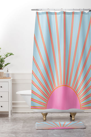 Daily Regina Designs Le Soleil 02 Abstract Retro Shower Curtain And Mat
