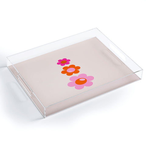 Daily Regina Designs Les Fleurs 01 Abstract Retro Acrylic Tray