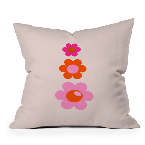 Daily Regina Designs Les Fleurs 01 Abstract Retro Outdoor Throw Pillow