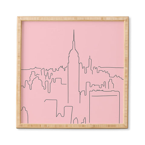 Daily Regina Designs New York City Minimal Line Pink Framed Wall Art