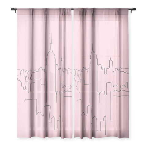 Daily Regina Designs New York City Minimal Line Pink Sheer Non Repeat