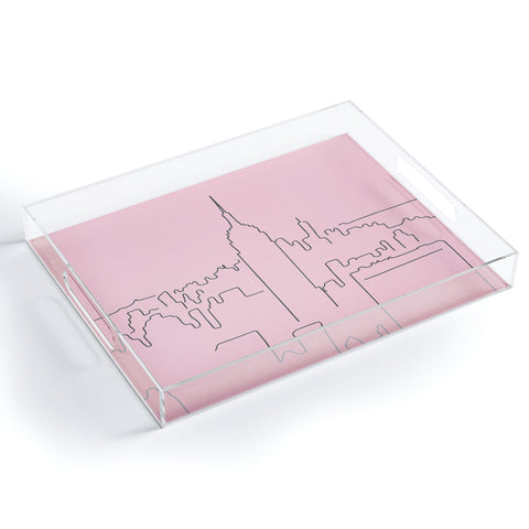 Daily Regina Designs New York City Minimal Line Pink Acrylic Tray