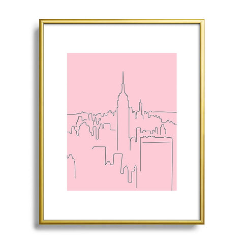 Daily Regina Designs New York City Minimal Line Pink Metal Framed Art Print