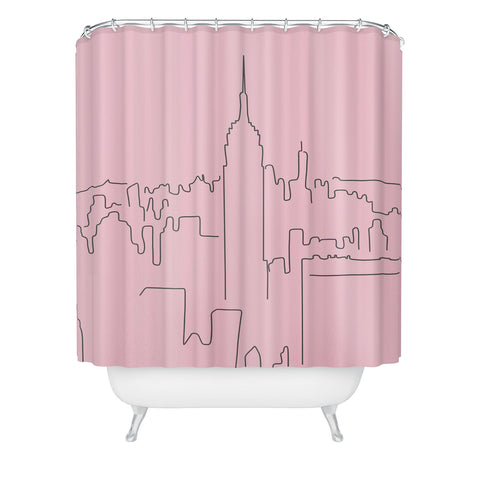 Daily Regina Designs New York City Minimal Line Pink Shower Curtain