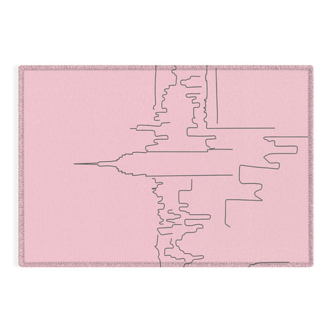 Daily Regina Designs New York City Minimal Line Pink Outdoor Rug