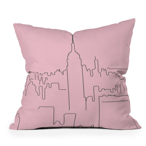 Daily Regina Designs New York City Minimal Line Pink Throw Pillow