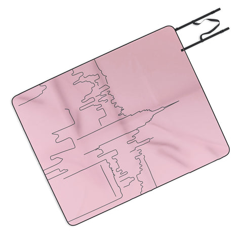 Daily Regina Designs New York City Minimal Line Pink Picnic Blanket