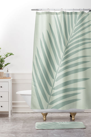 Daily Regina Designs Palm Leaf Sage Shower Curtain And Mat