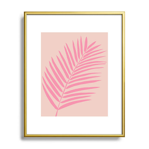 Daily Regina Designs Pink And Blush Palm Leaf Metal Framed Art Print