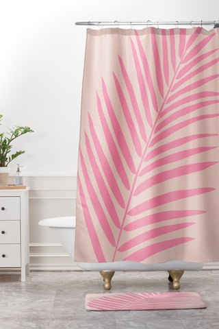 Daily Regina Designs Pink And Blush Palm Leaf Shower Curtain And Mat