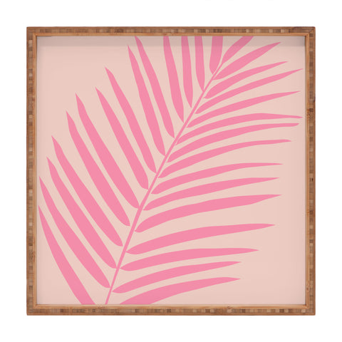 Daily Regina Designs Pink And Blush Palm Leaf Square Tray