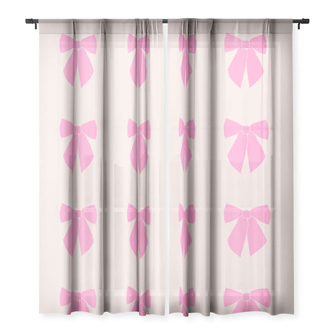 Daily Regina Designs Pink Bow Sheer Window Curtain