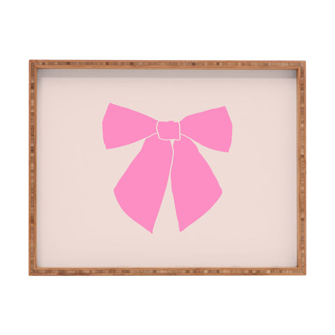 Daily Regina Designs Pink Bow Rectangular Tray
