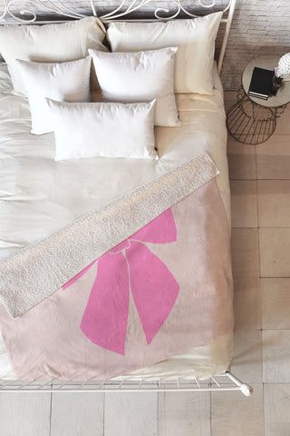 Daily Regina Designs Pink Bow Fleece Throw Blanket