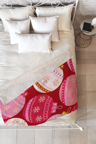 Daily Regina Designs Pink Christmas Decorations Fleece Throw Blanket