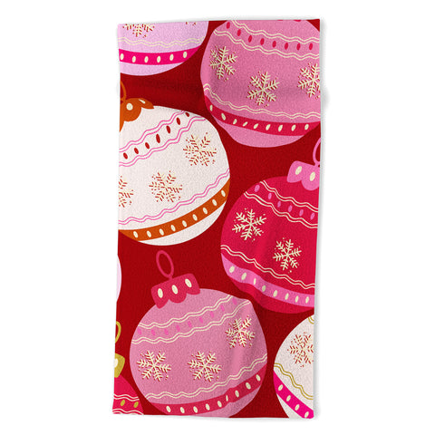 Daily Regina Designs Pink Christmas Decorations Beach Towel