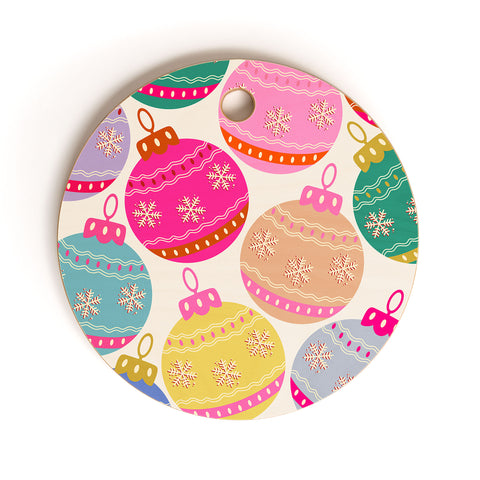 Daily Regina Designs Playful Christmas Baubles Cutting Board Round