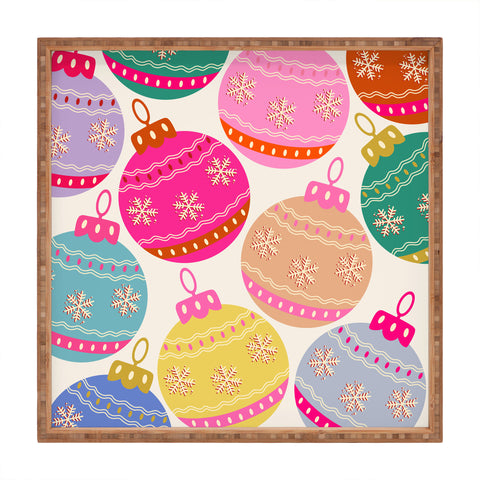 Daily Regina Designs Playful Christmas Baubles Square Tray