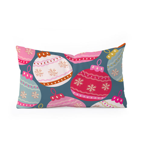 Daily Regina Designs Retro Christmas Baubles Colorful Oblong Throw Pillow