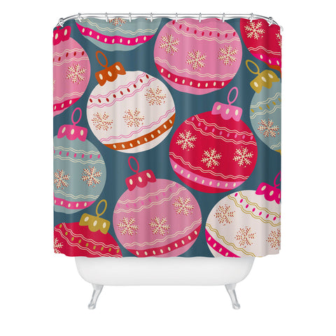 Daily Regina Designs Retro Christmas Baubles Colorful Shower Curtain