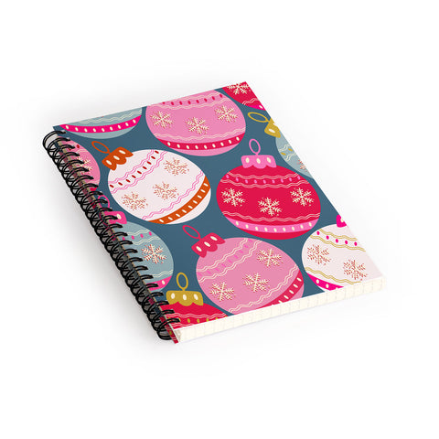 Daily Regina Designs Retro Christmas Baubles Colorful Spiral Notebook