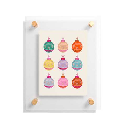Daily Regina Designs Retro Colorful Christmas Baubles Floating Acrylic Print