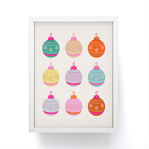 Daily Regina Designs Retro Colorful Christmas Baubles Framed Mini Art Print