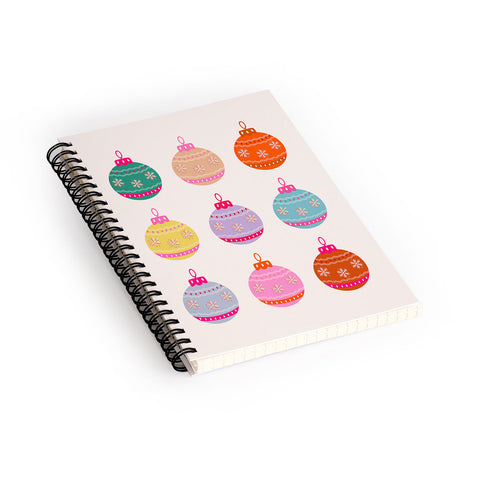 Daily Regina Designs Retro Colorful Christmas Baubles Spiral Notebook