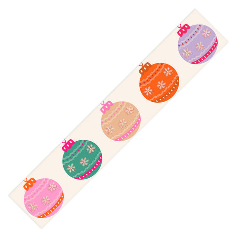 Daily Regina Designs Retro Colorful Christmas Baubles Table Runner