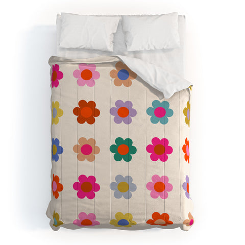 Daily Regina Designs Retro Floral Colorful Print Comforter