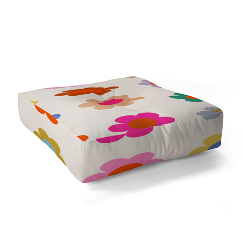 Daily Regina Designs Retro Floral Colorful Print Floor Pillow Square
