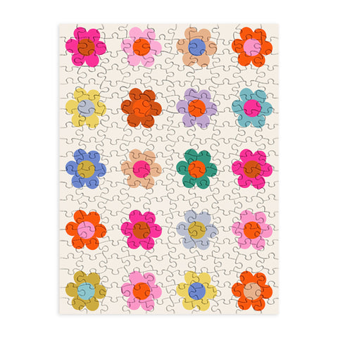 Daily Regina Designs Retro Floral Colorful Print Puzzle