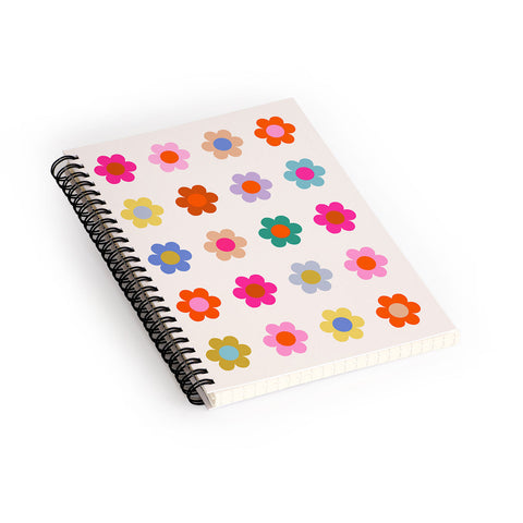 Daily Regina Designs Retro Floral Colorful Print Spiral Notebook
