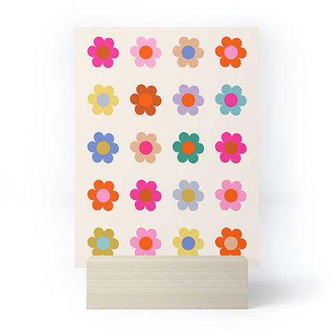 Daily Regina Designs Retro Floral Colorful Print Mini Art Print