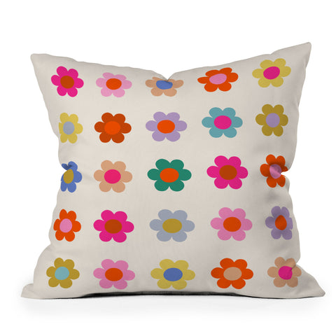 Daily Regina Designs Retro Floral Colorful Print Outdoor Throw Pillow